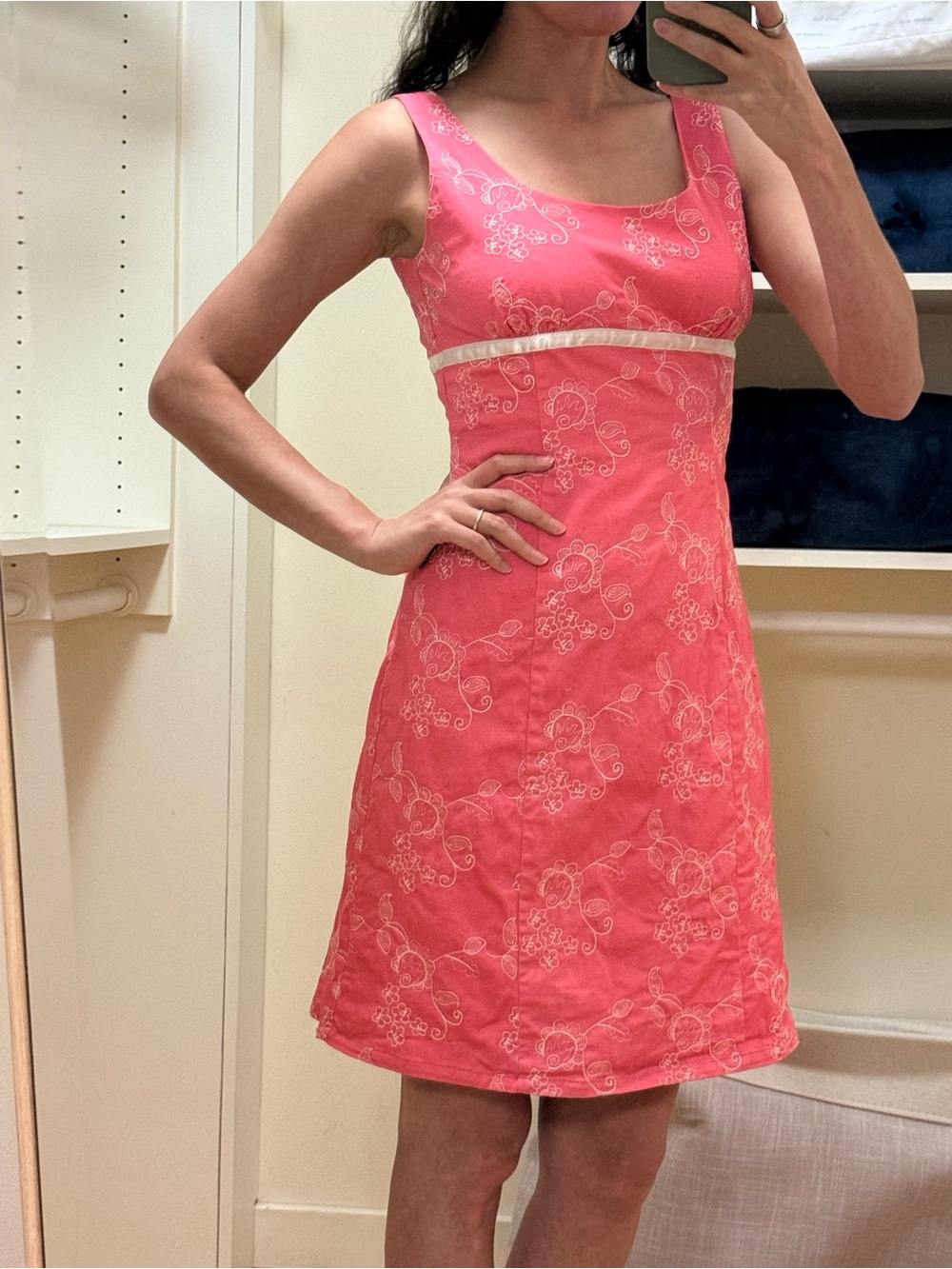 Vintage Y2K Women's Pink Embroidered Midi Dress